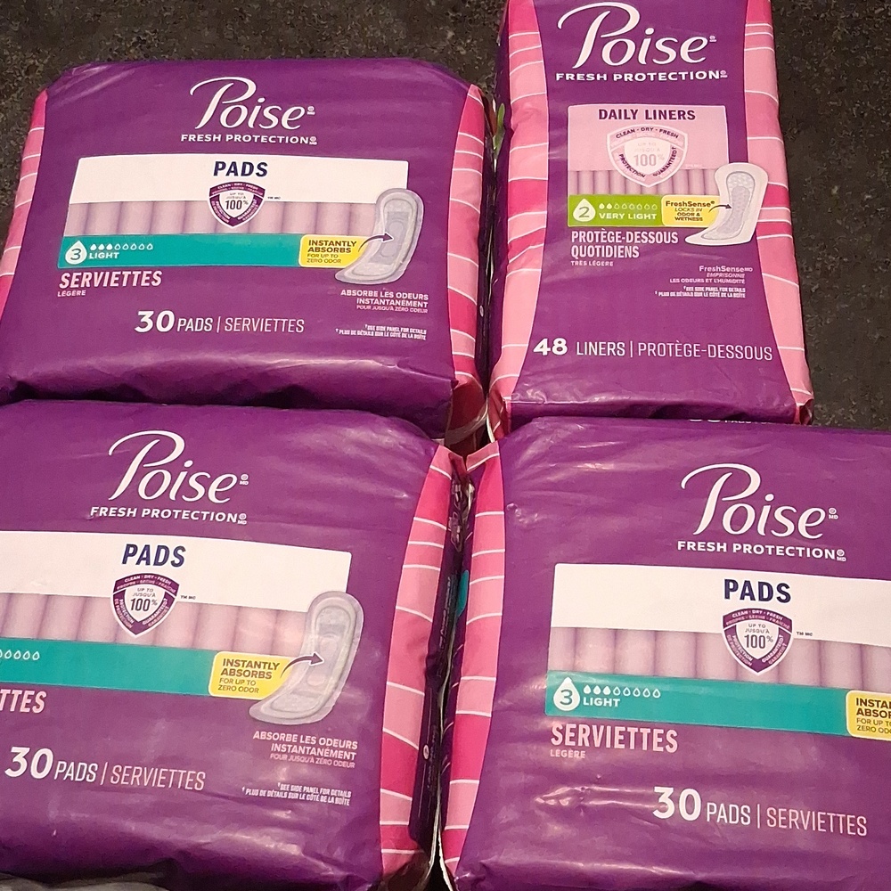 4 BN Packs Of POISE PADS & Liners